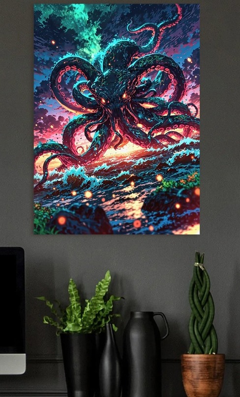 Abyssal Titan at Dusk — metal poster wall art by Lineer